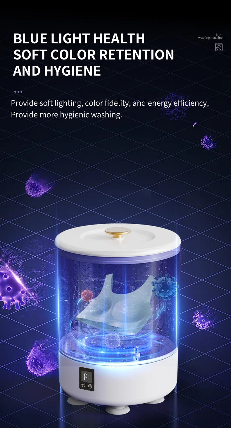 Tidesmit 3L mini portable washing machine with spin dryer for underwear and socks compact laundry appliance