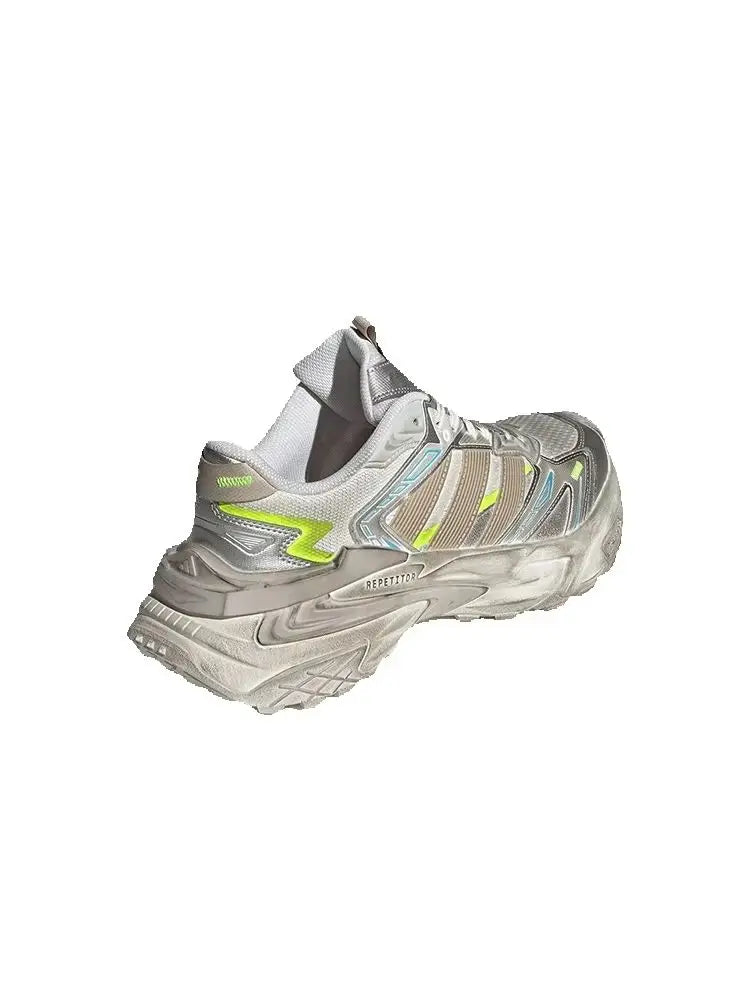 Adidas XLG STORM EDGE Low-Top Shock-absorbing  Dad Sneakers for Men and Women – Silver, Brown, and White JQ1667