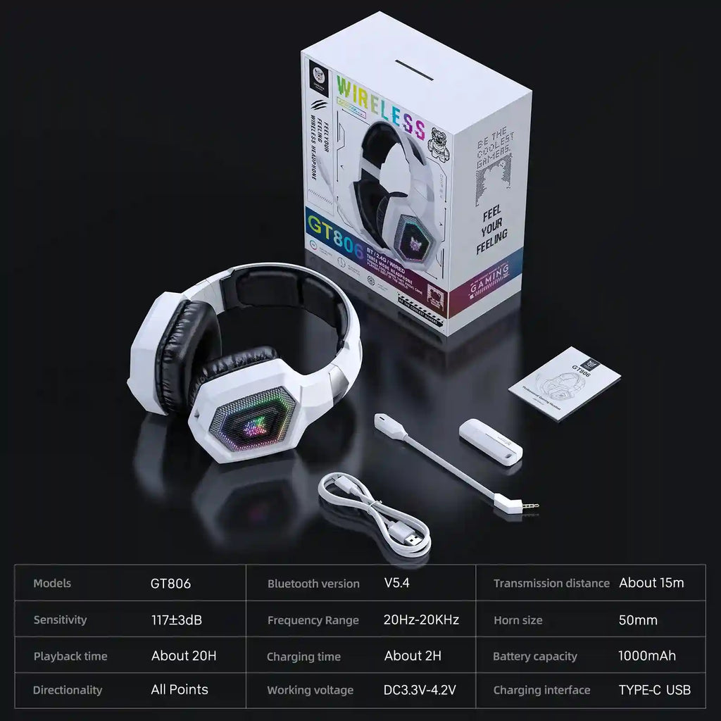Wireless Gaming Headset for PS5 & PC with Noise Cancelling Mic - White Tidesmit
