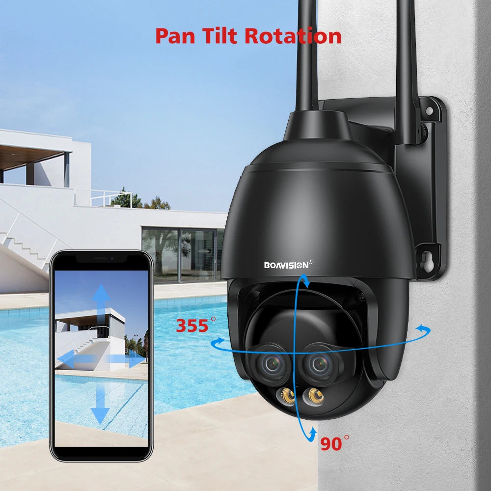 HD 8MP WIFI/4G SIM Card/POE Surveillance Camera 10X Digital Zoom AI Humanoid Detection Auto Tracking 2.8mm 8mm Dual Lens Camera