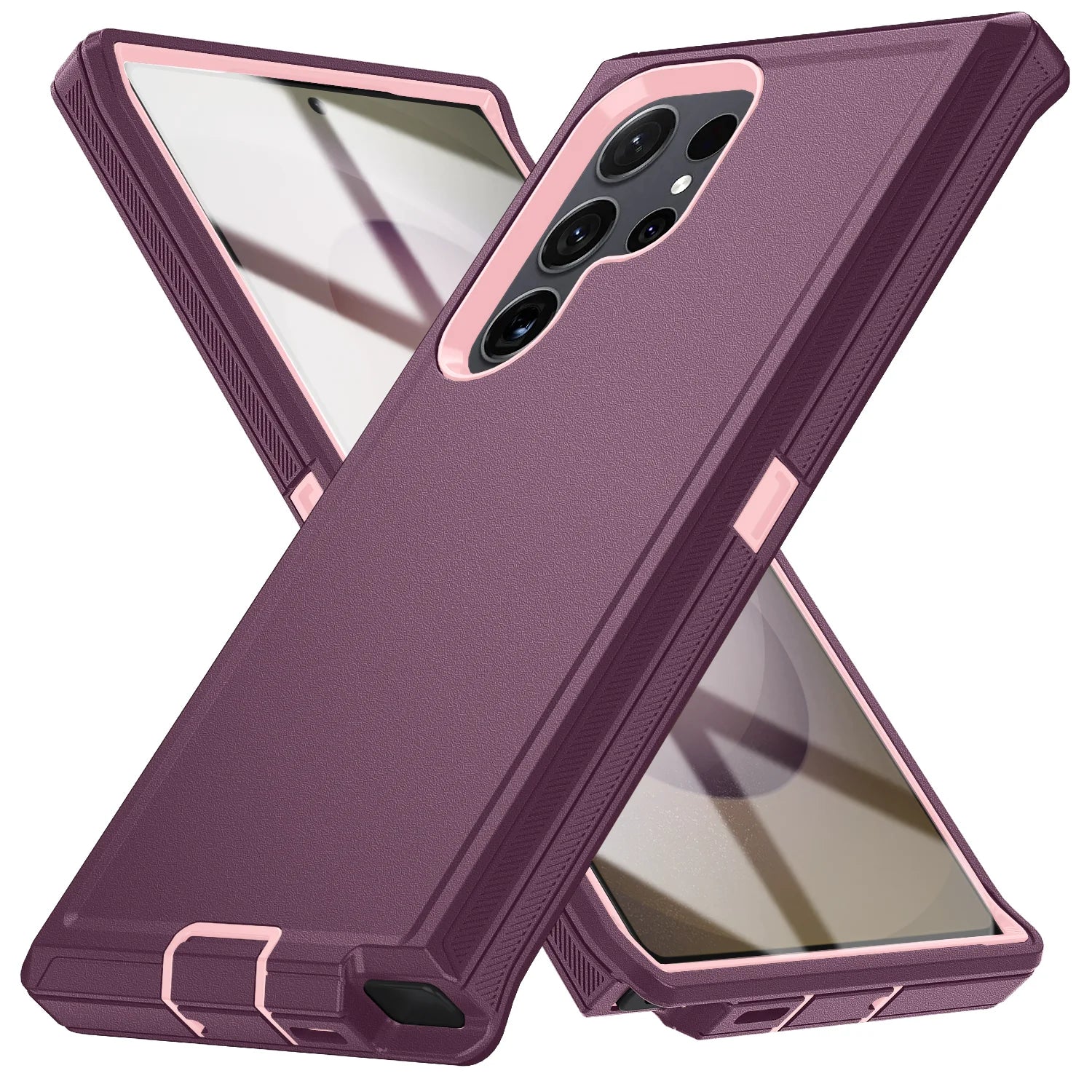 Samsung Galaxy S24 Ultra Military Armor Case With Kickstand Wine Red-Pink Tidesmit