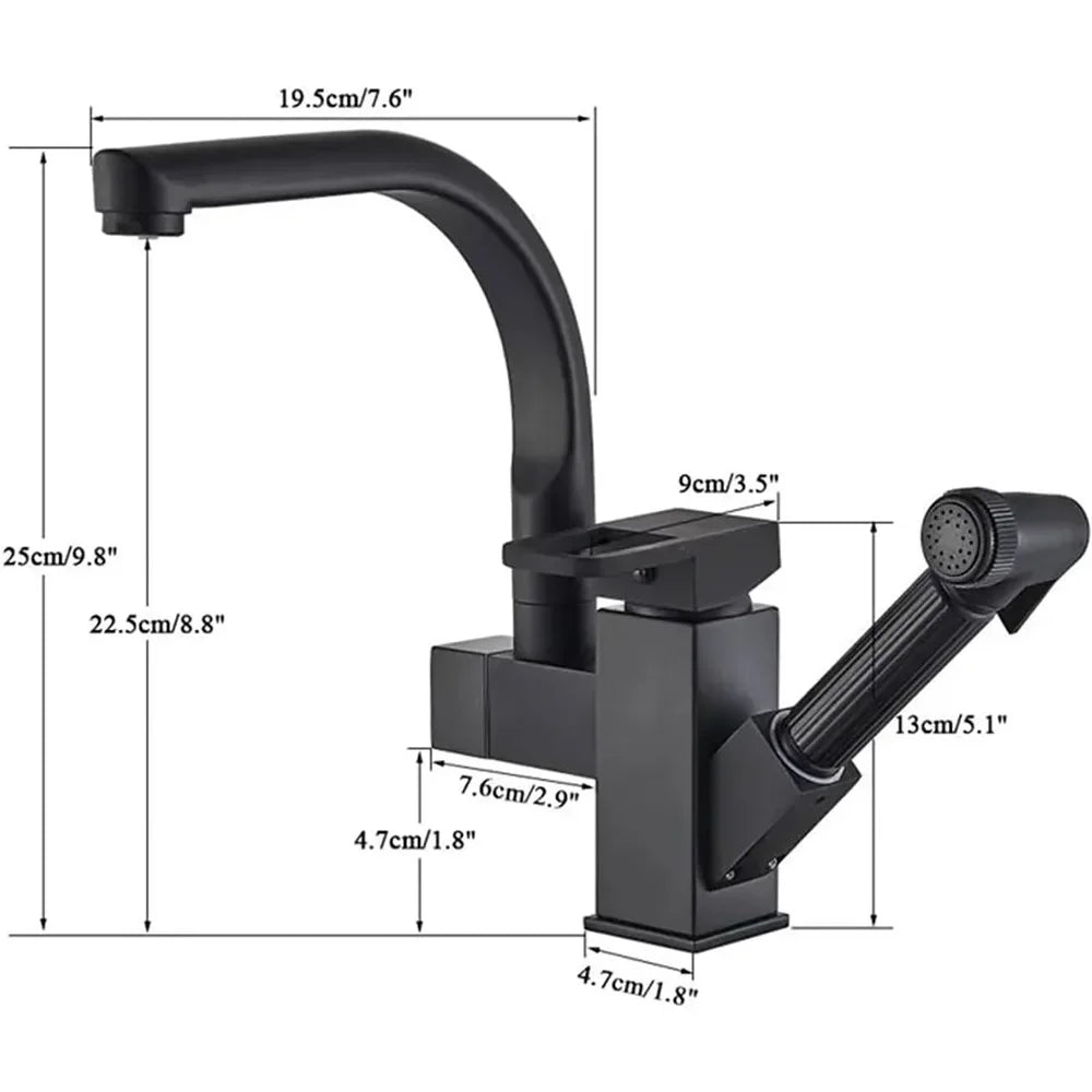 Kitchen Faucet with Pull Down Sprayer, Stainless Steel Sink Faucet for Classic Modern Ktichen, with Side Sprayer