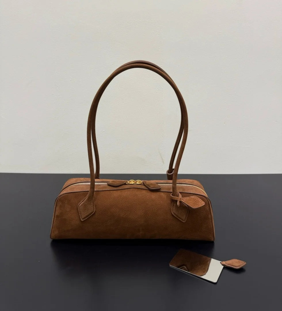 2026 high-quality genuine leather sausage bag, high-end customized high silk gloss leather handbag, women's shoulder bag