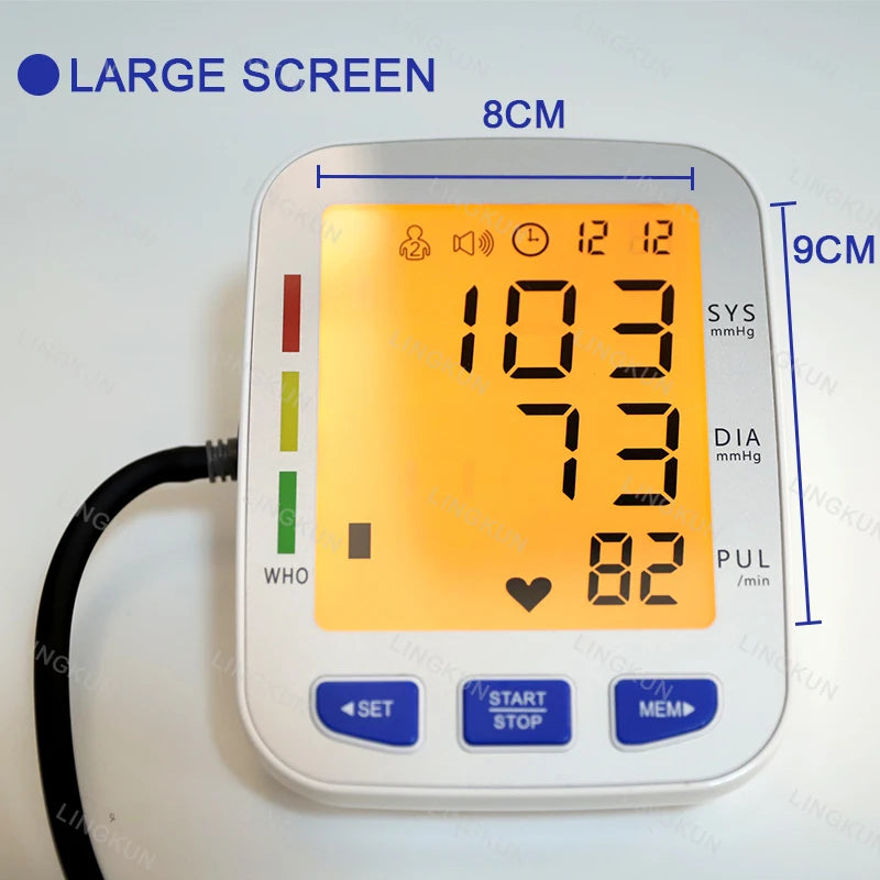 English/Spanish Voice Large Display Screen Rechargeable Automatic Tonometer Arm Blood Pressure Monitor Digital Tensiometer