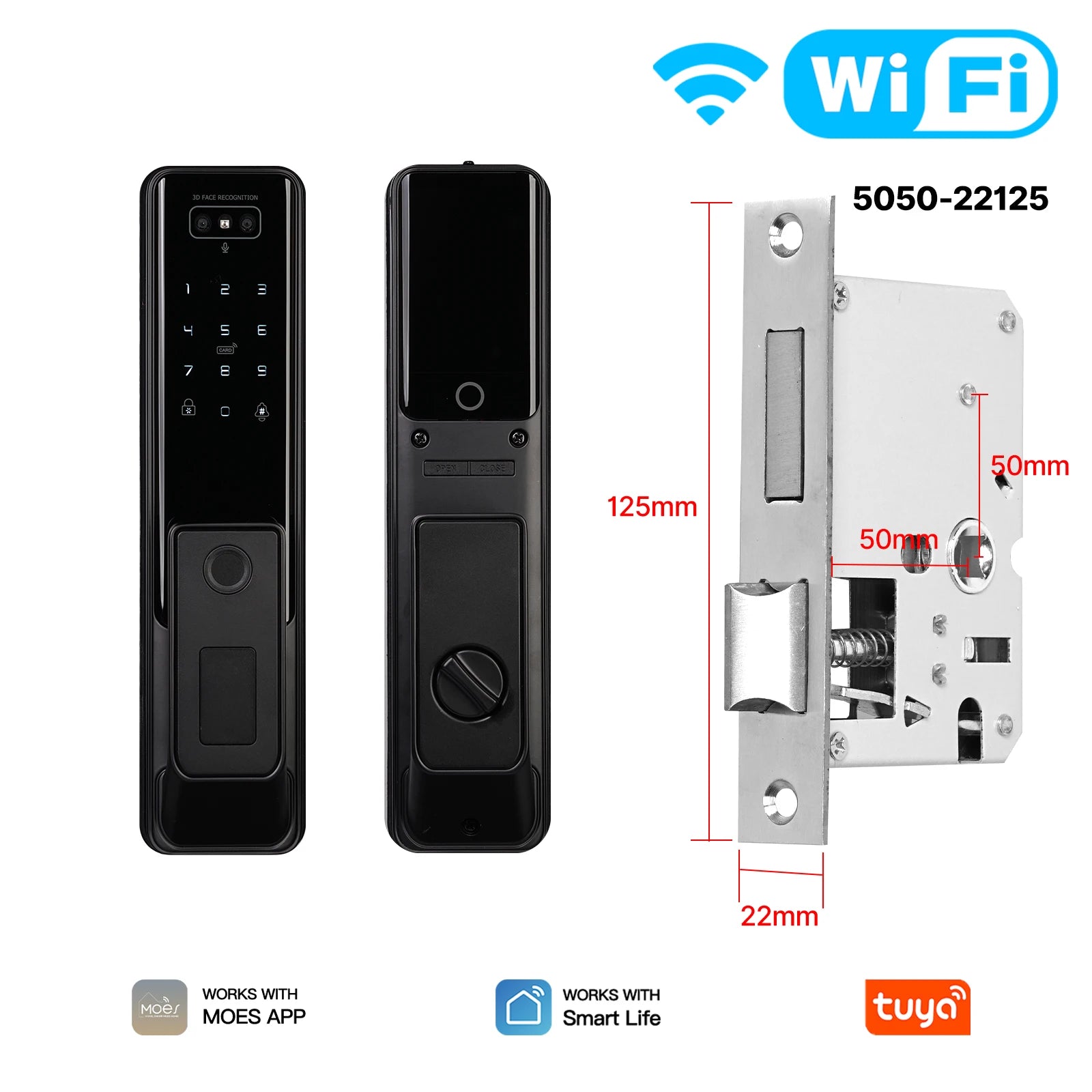 Tidesmit MOES WiFi smart door lock with camera featuring facial and palm vein recognition for secure home entry