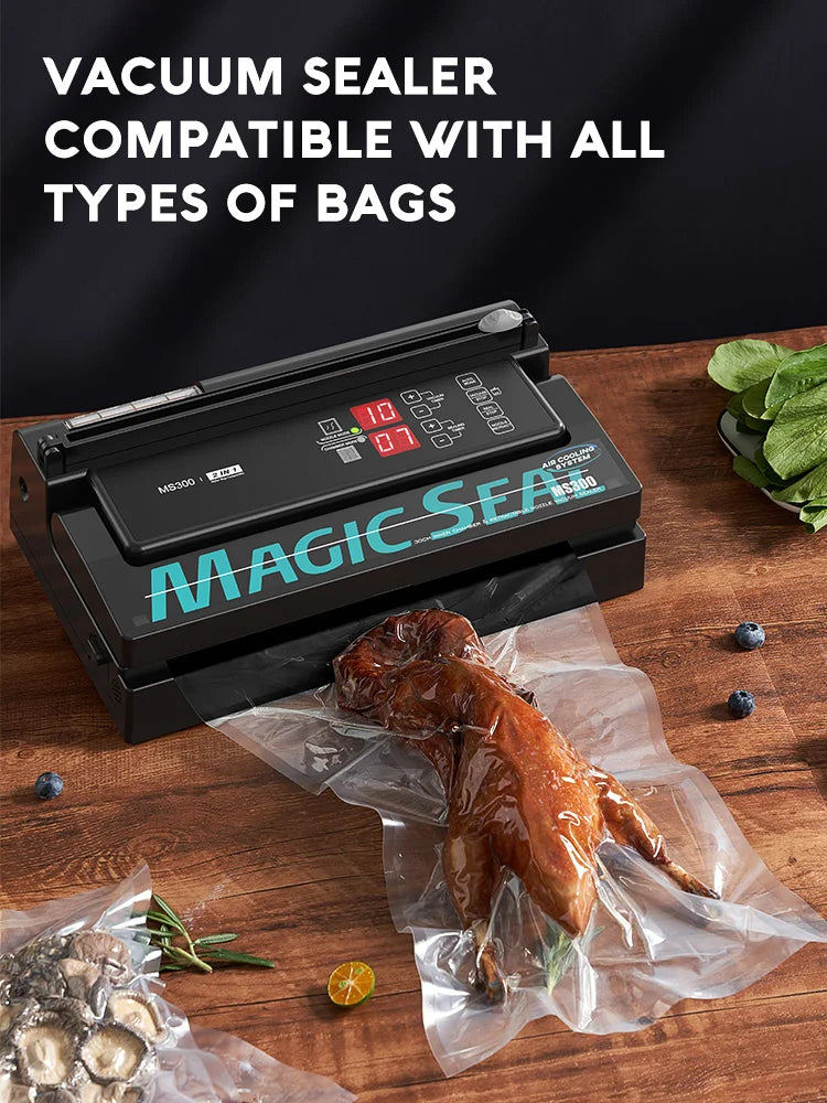 Vacuum Packaging Machine for Food Plastic Bags Sealer Sealing Machine Mylar Bags Kitchen Packer Automatic Manual Modes Home Appl