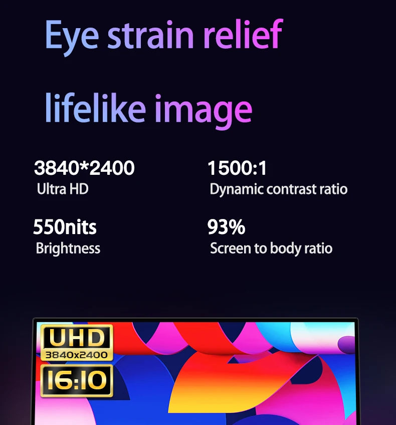 VCHANCE 16 Inch 4K UHD Touch Screen Portable Monitor 100%DCI-P3 HDR Expand Office Movie Display For PC Laptop Phone XBox Switch