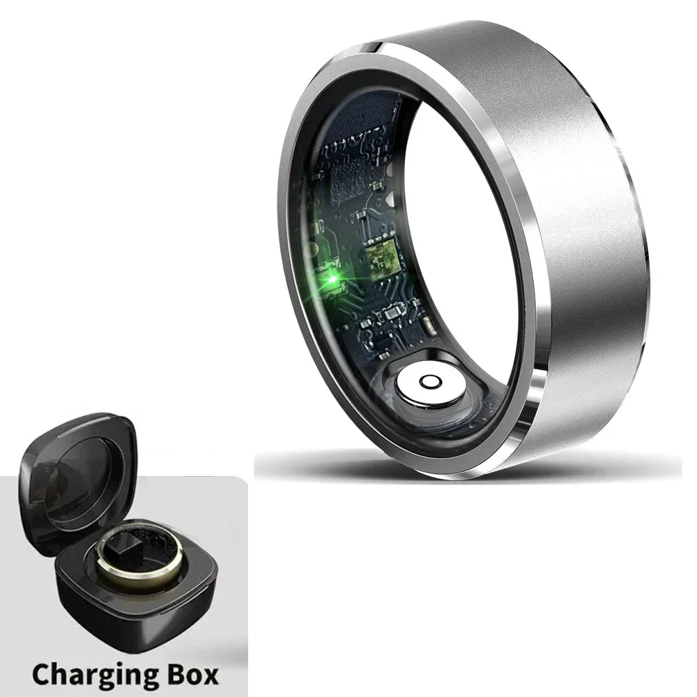 Smart Health Ring Fitness Tracker with Heart Rate & Oxygen Monitor Silver Tidesmit