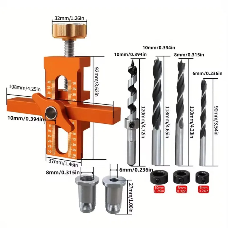 2 in 1 Aluminum Alloy Cabinet Door Installation Positioner 6/8/10mm Rebounder Punched Mounting Jig Cabinet Door Panel