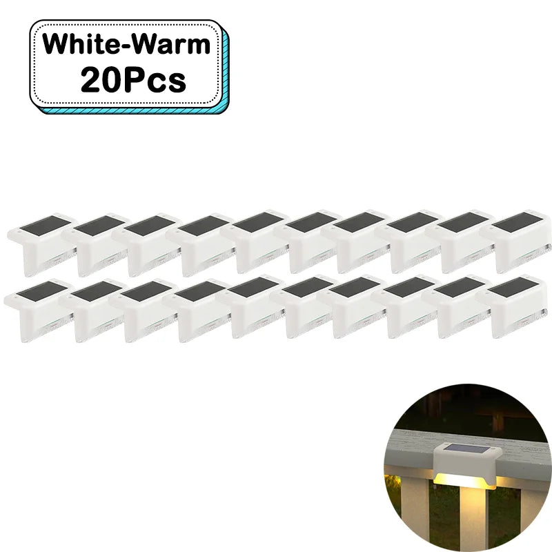Outdoor Solar Step Lights Warm White LED Waterproof Stair Path Lighting for Garden Patio Fence Balcony Decoration Solar Power