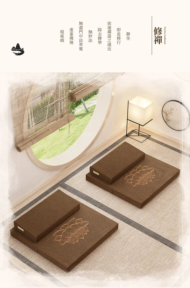 Seat Cushion Meditation Mat Futon Kneeling Meditation Home Thickened Folding Fabric Coconut Palm Zen Mat