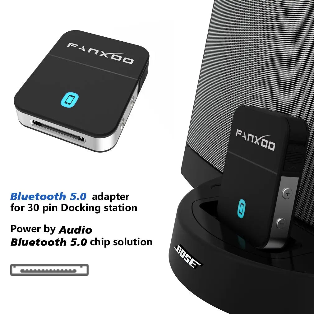 30 Pin Bluetooth Adapter for Bose Sounddock - Wireless Audio Receiver black Tidesmit