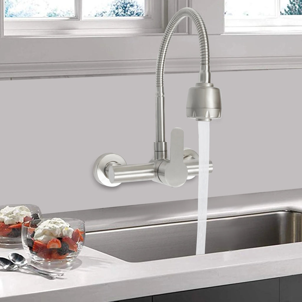360° Rotatable Faucet with 2 Water Modes, Wall Mounted Kitchen Faucet, Hot and Cold Water Tap for Kitchen Bathroom
