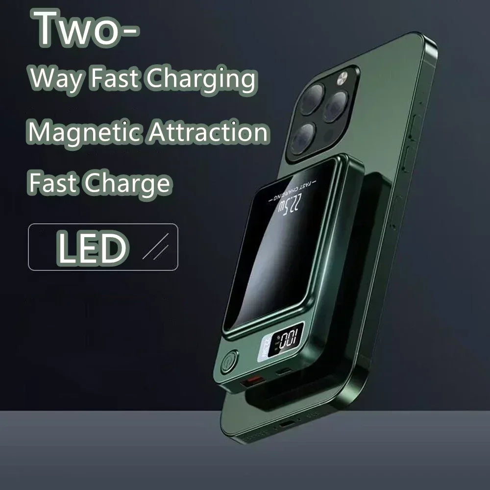 Magnetic Wireless Power Bank 50000mAh - Fast Charging USB-C Travel Battery Tidesmit