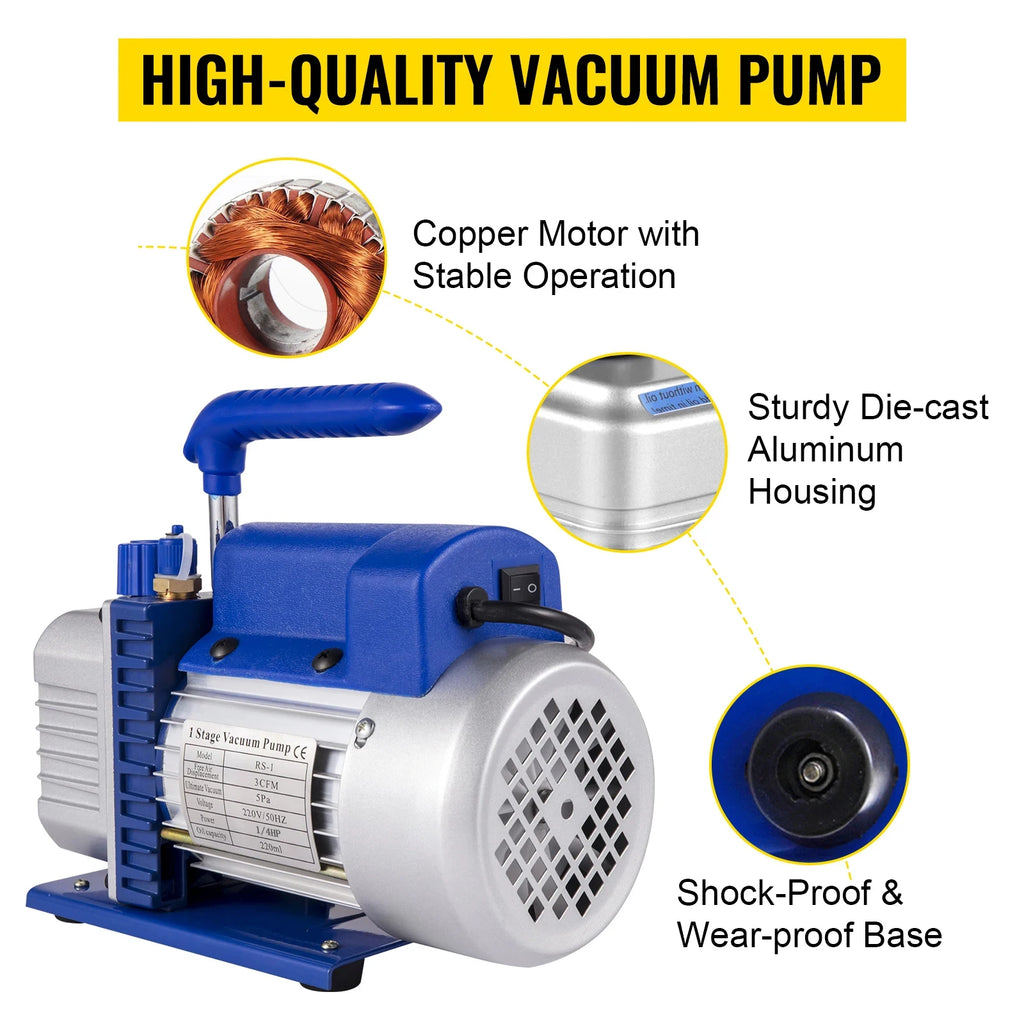 VEVOR Pro Leg Stretcher 220LBS Leg Stretch MachineHeavyDutySingleStageVacuumPump3CFM1/4HPForRefrigerationVacuumPackaging