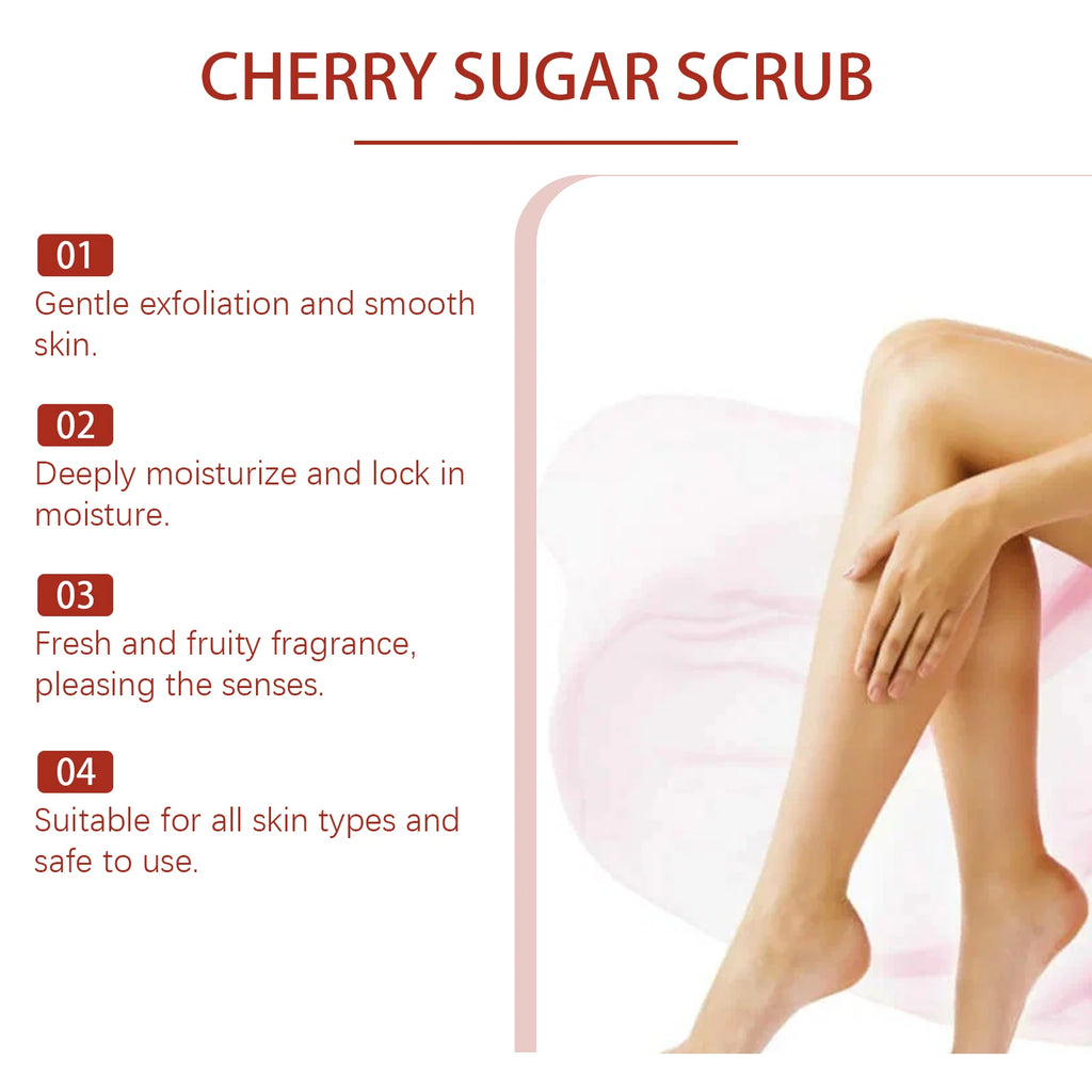 Cherry Sugar Body Scrub for Smooth Skin - Exfoliating Set Scrubs Treatments Tidesmit