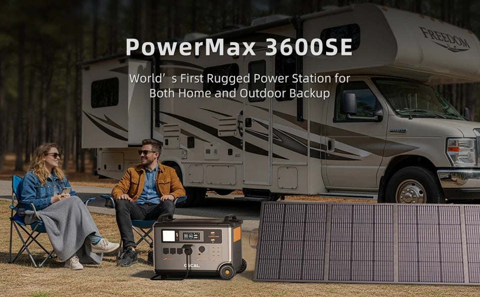 Oscal PowerMax3600SE Portable Power Station 3600W Solar Generator 3600Wh LiFePO4 Battery 14 Outlets Morse Code For Emergency Use No parallel operation function
