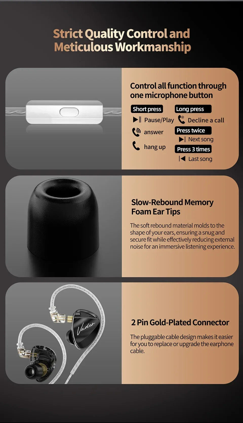 KZ Vader In-Ear Monitor | Adjustable Tuning HiFi Audio | Tidesmit Tidesmit
