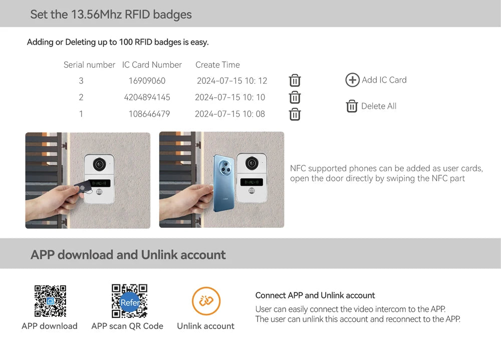 7 Inch Tuya Smart Wifi Video Entry Phone Intercom System 1080P 2 Wire Home Video Doorphone Doorbell RFID Card Unlock Apartment