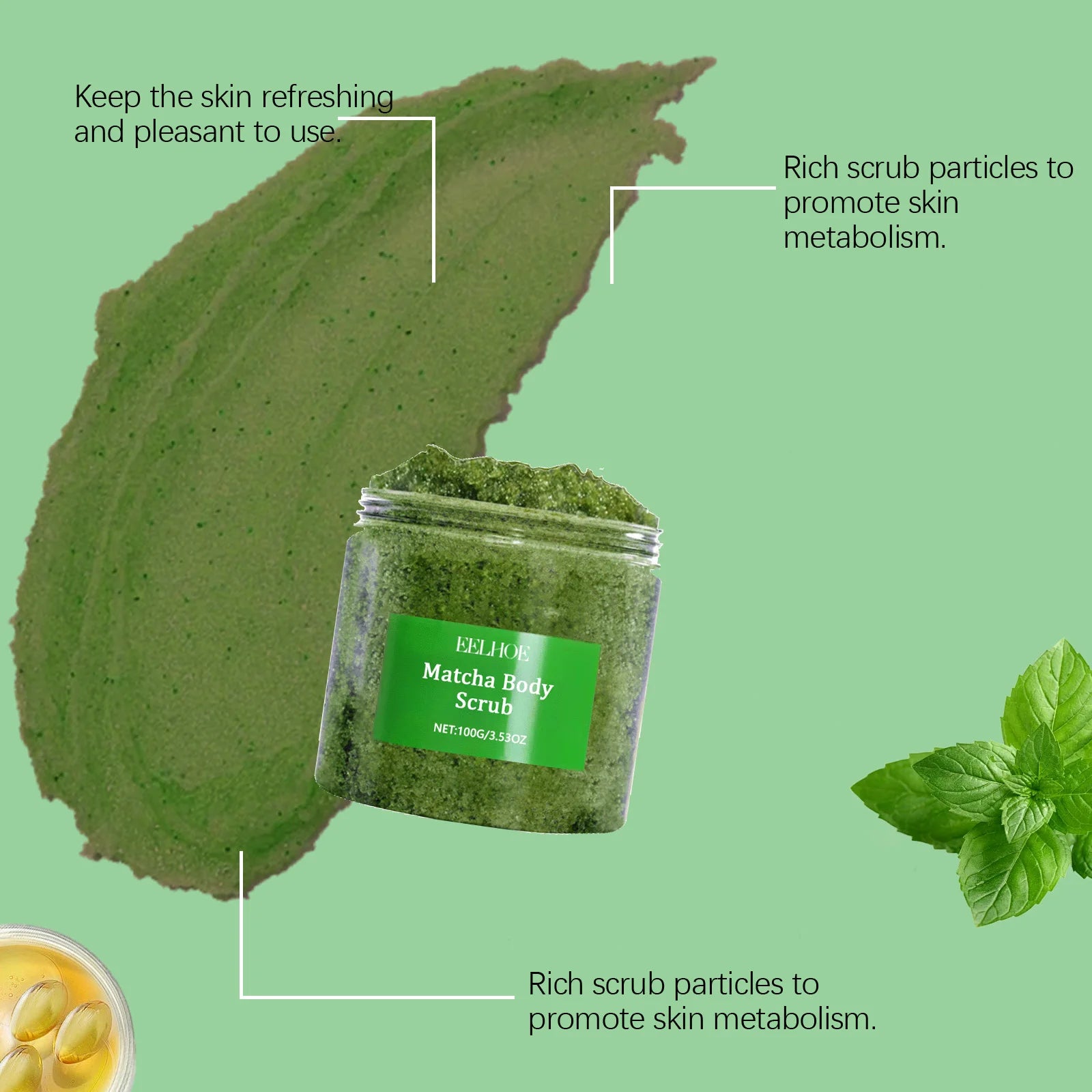 Matcha Sea Salt Body Scrub | Moisturizing Natural Exfoliant Scrubs Treatments Tidesmit