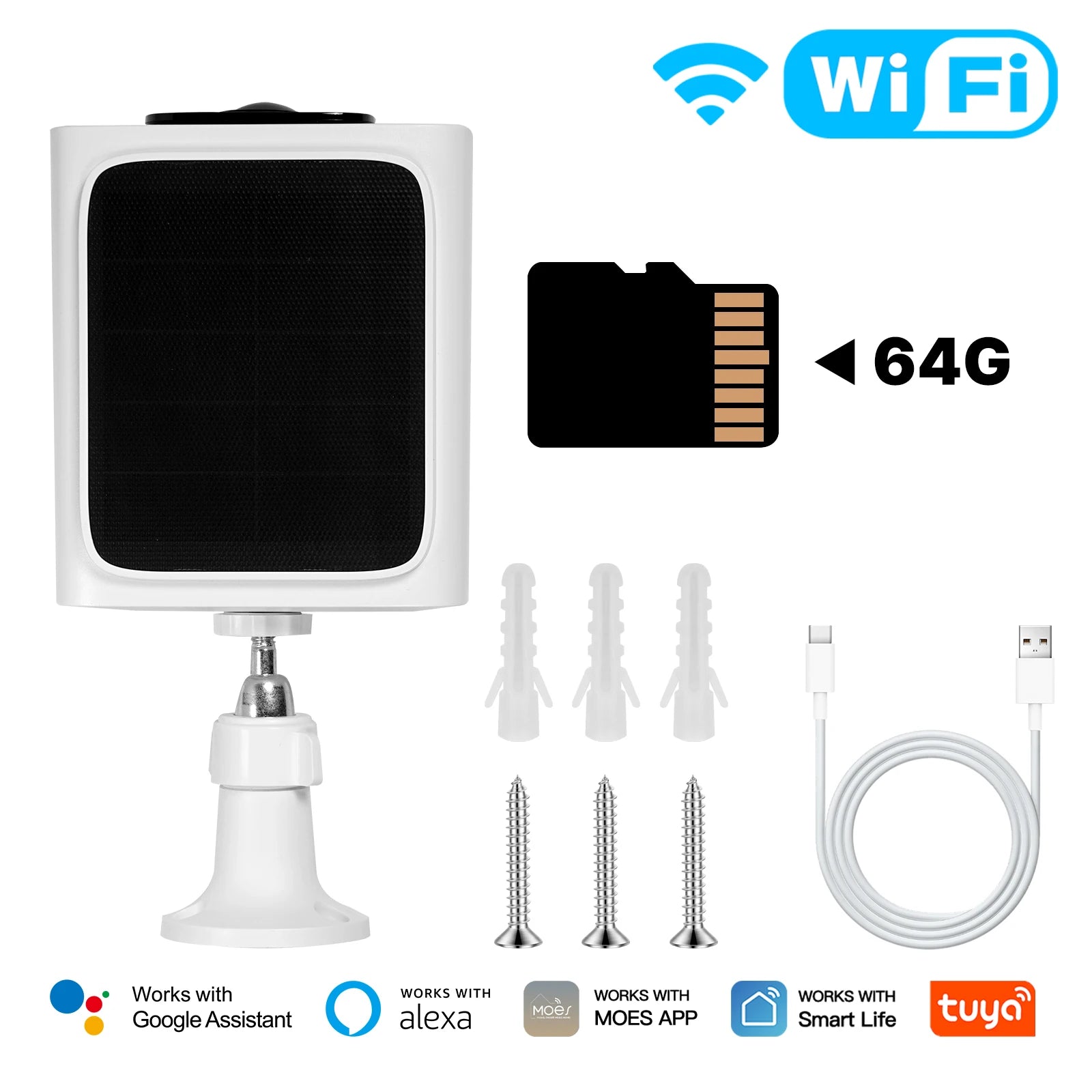 MOES Tuya WiFi 2.4GHz 5GHz Dual Band Smart Solar Power Panel Integrated Camera IP65 Waterproof APP Monitoring Alexa Google Home