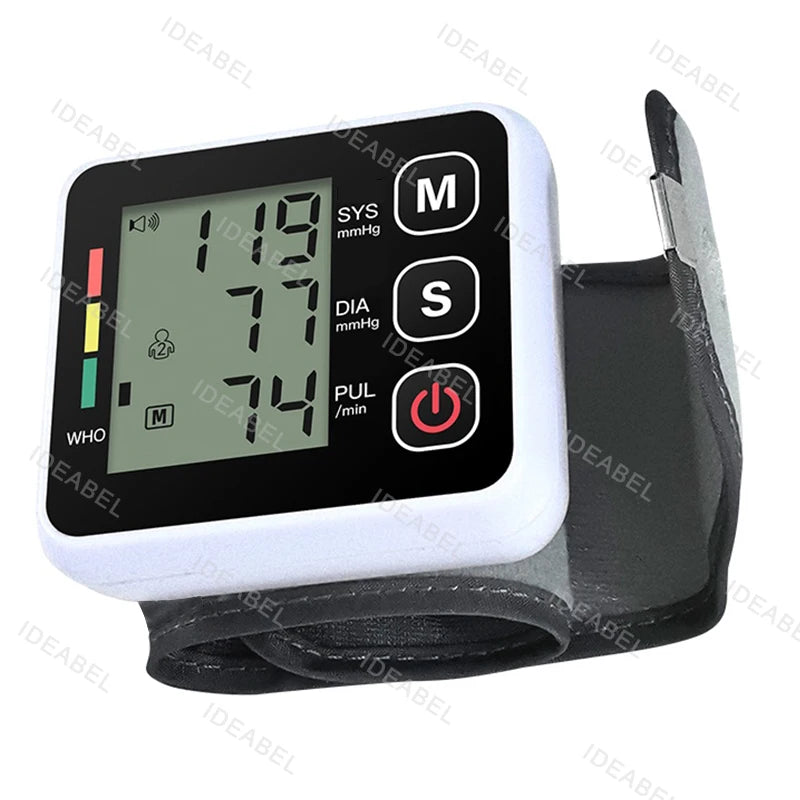 Mini Portable Battery Blood Pressure Machine Wrist Sphygmomanometer Digital Electronic Heart Rate BP Tensiometer