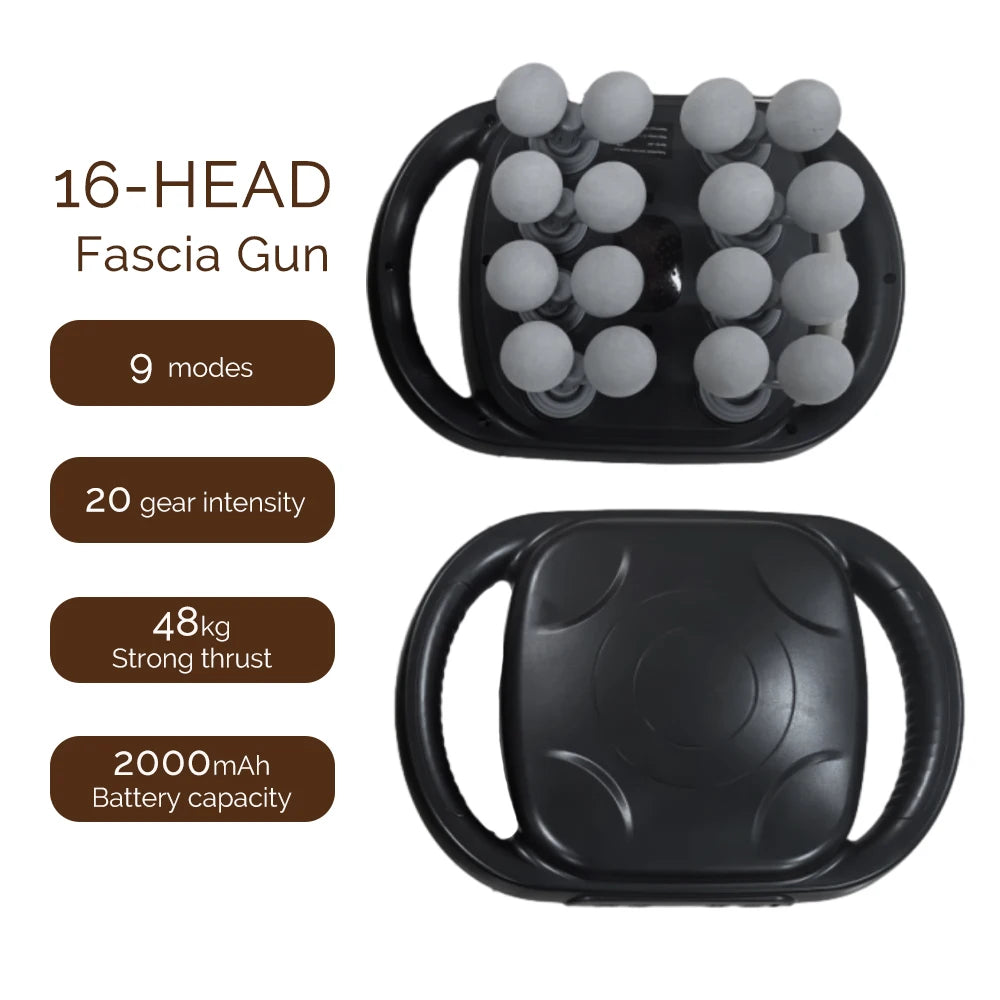 Deep Tissue Electric Massager - Professional Muscle Recovery Device Body Shaping Massage Equipment 16 head-black China