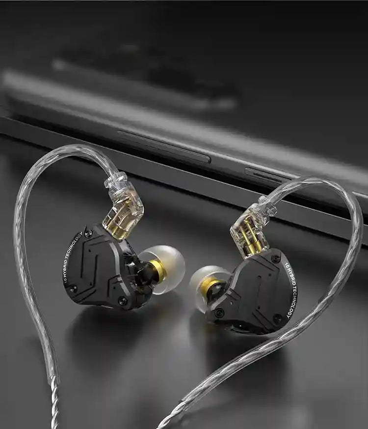 KZ ZS10 Pro X In-Ear Monitors: 5-Driver Hybrid Wired Studio Earphones Tidesmit