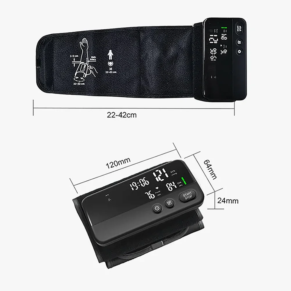 Bluetooth Digital Blood Pressure Monitor Supports English, Spanish LCD Display, Rechargeable Upper Arm Blood Pressure Monitor