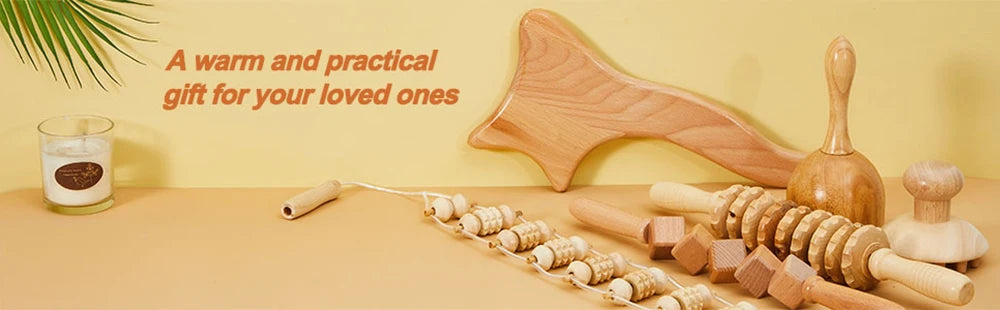 Wood Therapy Massage Tool - 6-Piece Lymphatic Drainage Recovery Set Fascia Gun Tidesmit