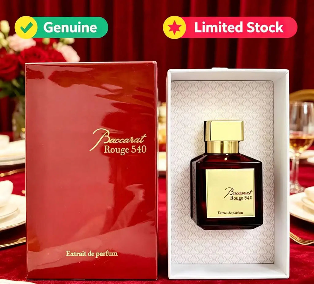 Baccarat Rouge 540 Extrait de Parfum for men and women. Luxury scarlet square glass bottle in gift box. Long-lasting.