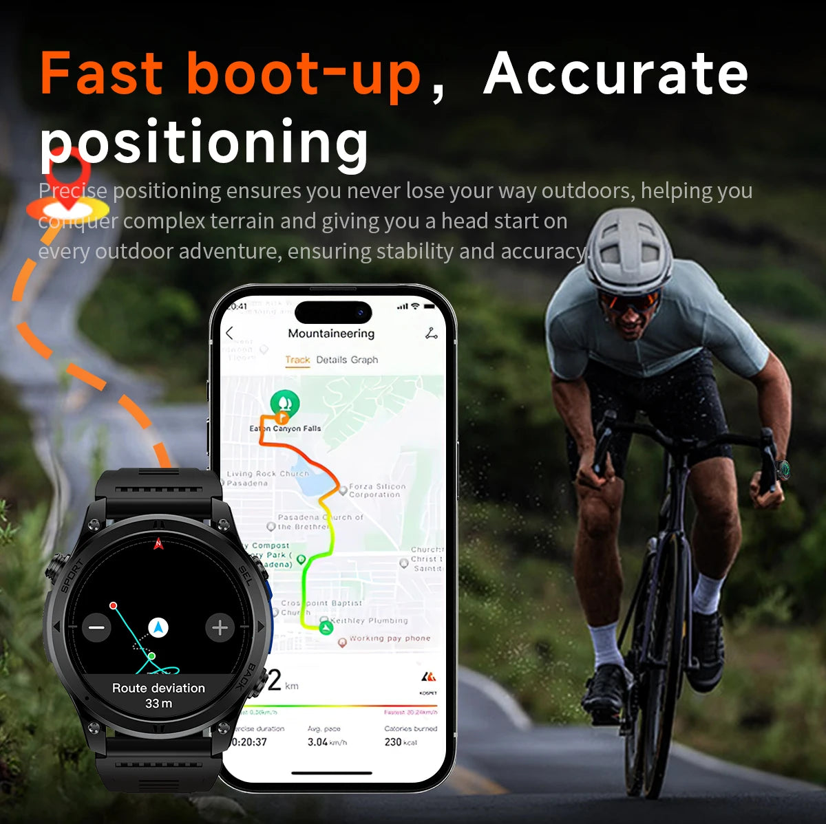 LIGE 2026 New GPS Path Smart Watch 530mAh Battery IP68 Waterproof Sports Run Tracker BT Call Outdoor Compass Military Smartwatch