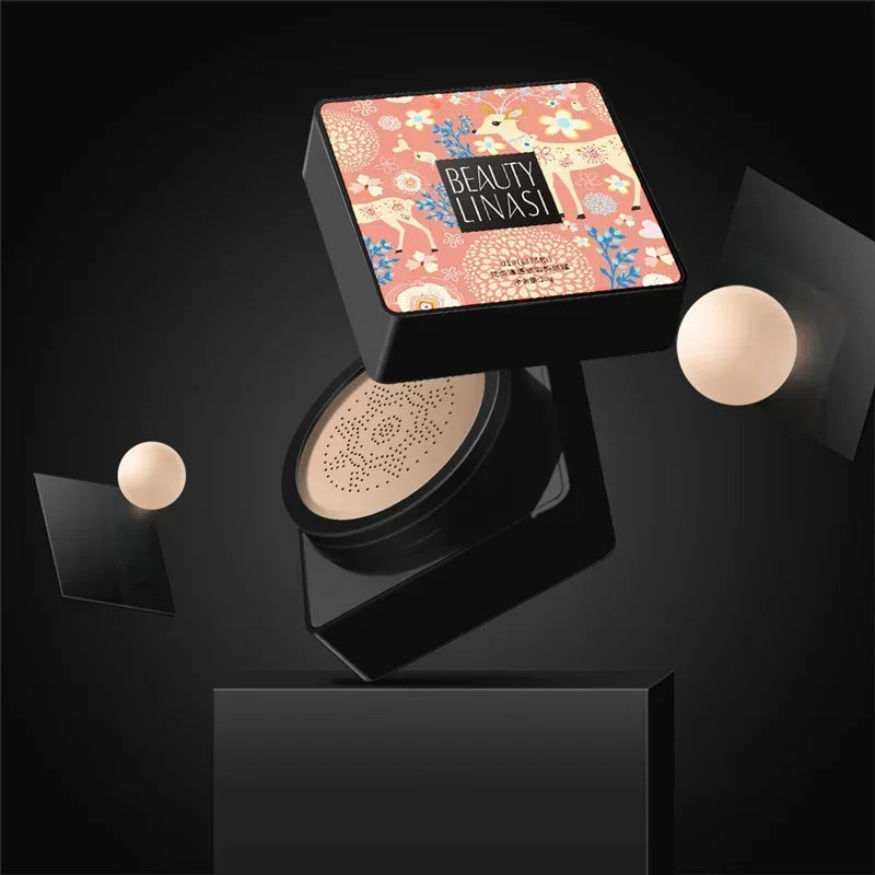 Tidesmit mushroom head air cushion CC cream showing texture close-up for natural moisturizing foundation coverage