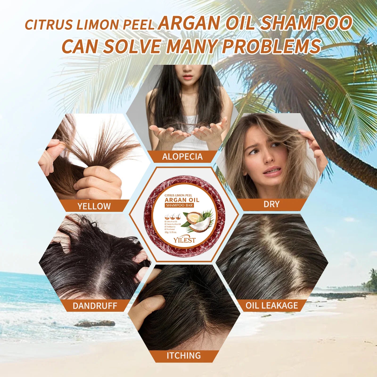 Argan Oil Shampoo Soap Bar Anti Hair Loss Repair Damaged Frizz Argan Oil Scalp Treatment Hair Care for Hair-Gentle Moisturizing