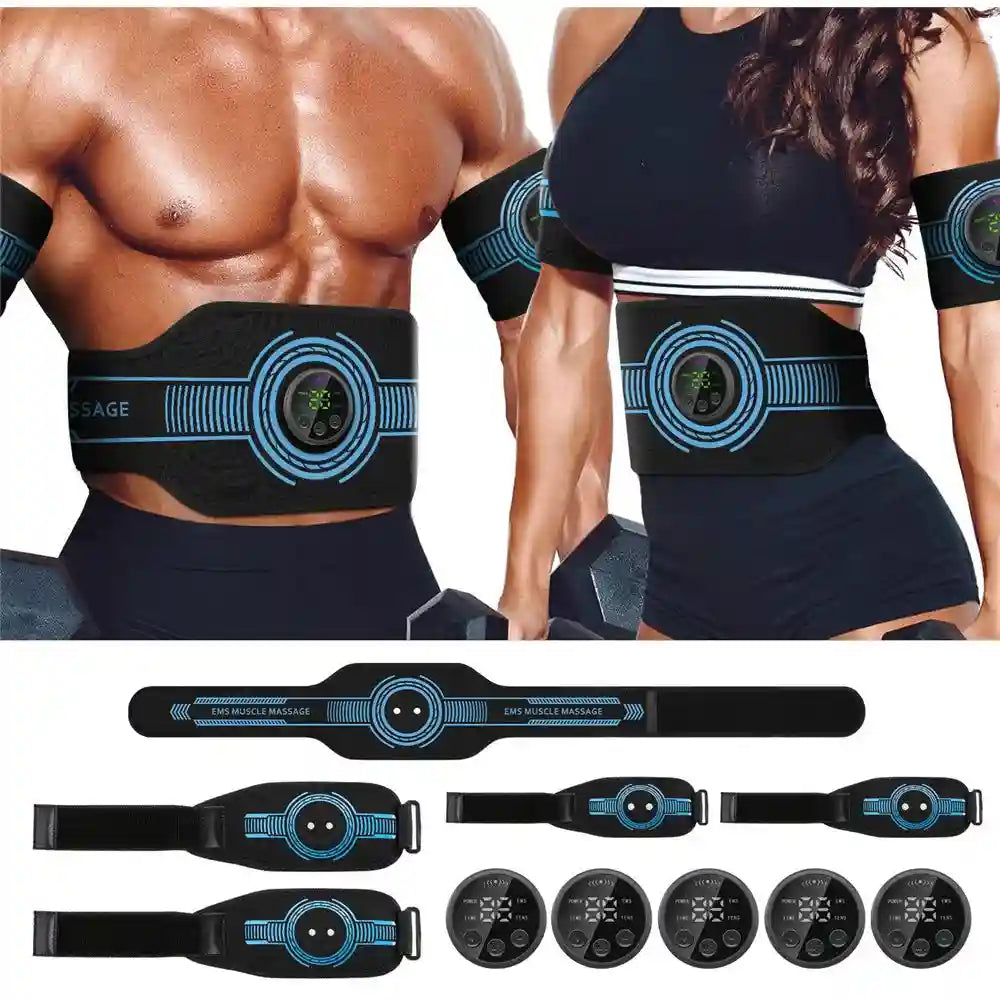 EMS Muscle Stimulator Belt | Rechargeable Electric Abdominal Trainer Massage Roller Tidesmit