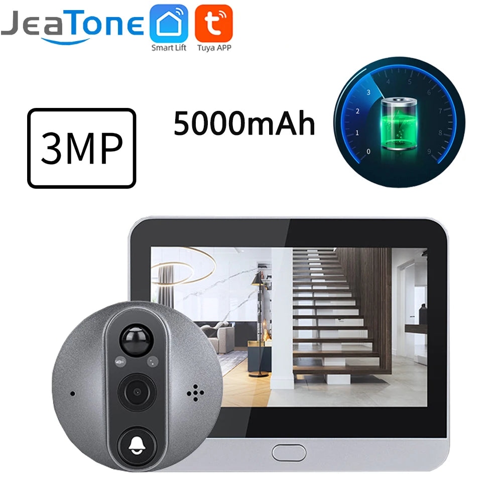 4.3'' IPS Screen Smart life/Tuya APP 2.4G 3MP Wireless wifi Video Intercom Doorbell eye PIR High-definition Visual Monitoring