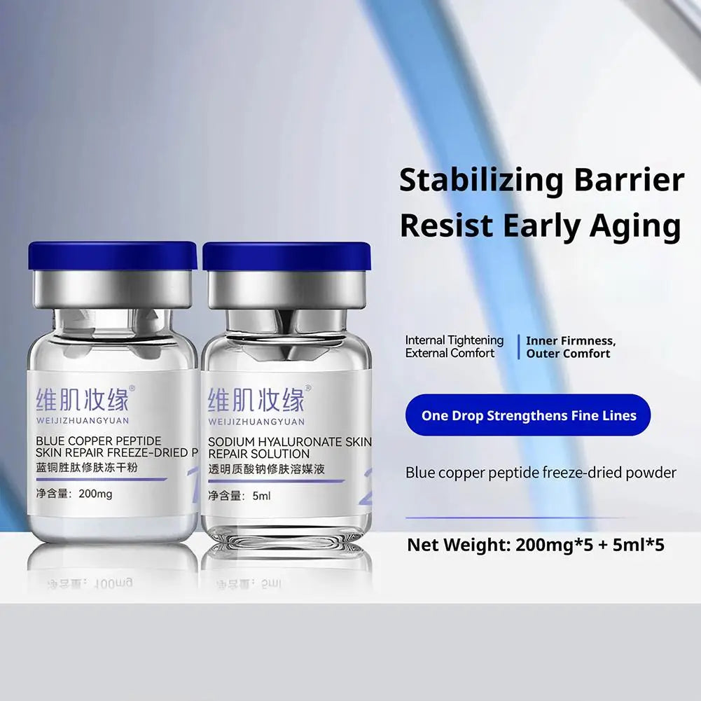 GHK-Cu 99% Copper Peptide Freeze-Dried Powder Blue Copper Anti Wrinkle Plump Firm Skin Fade Lines Repair Barrier Set