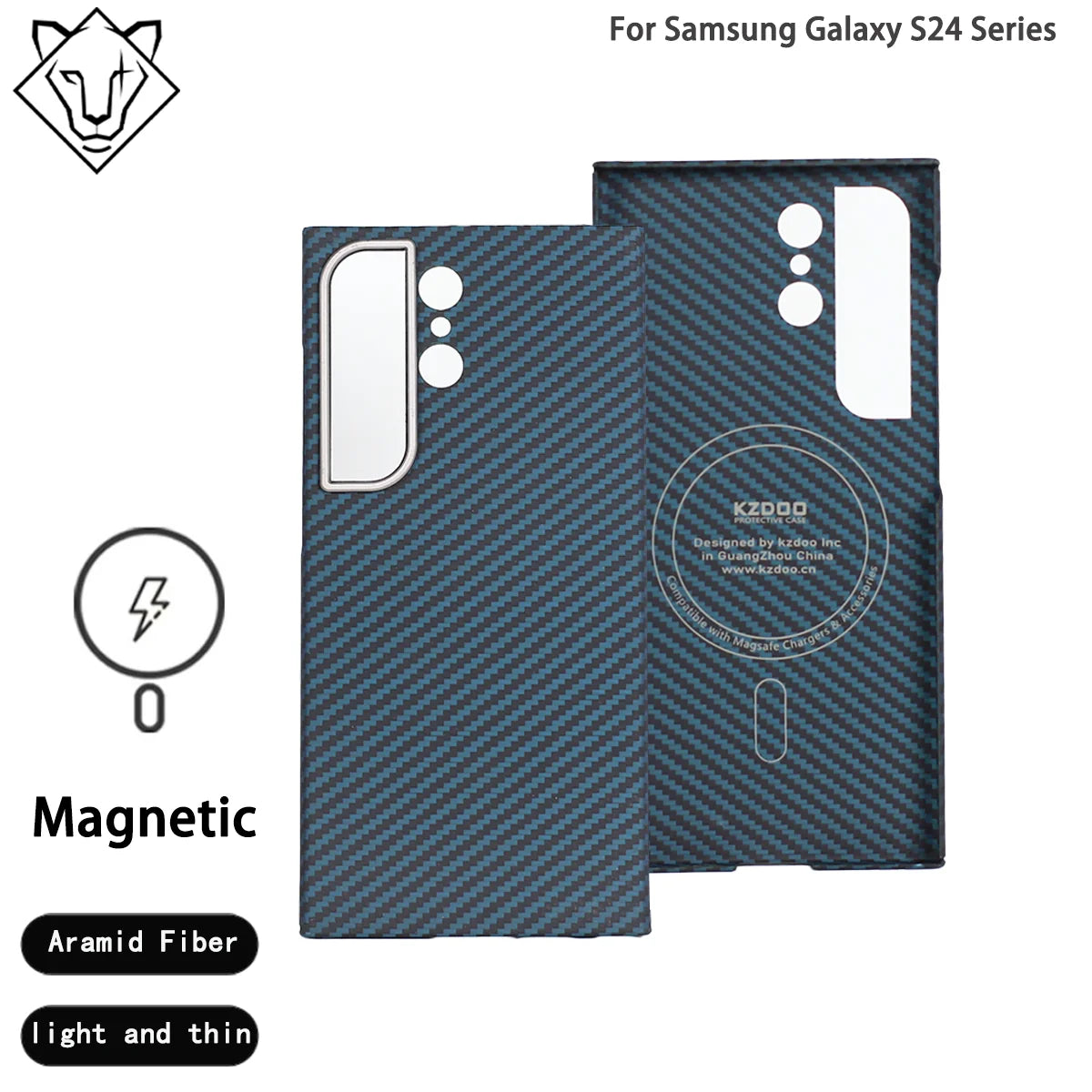 Samsung Galaxy S24 Ultra Aramid Fiber Case: Slim Military-Grade Protection Blue Tidesmit