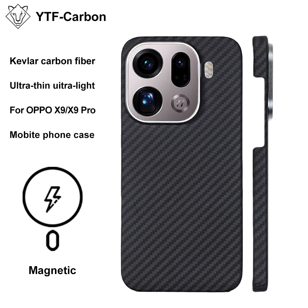 Oppo Find X9 Pro Carbon Fiber Case - Slim Magnetic Protection 600D RingBig M Carbon Fiber Tidesmit
