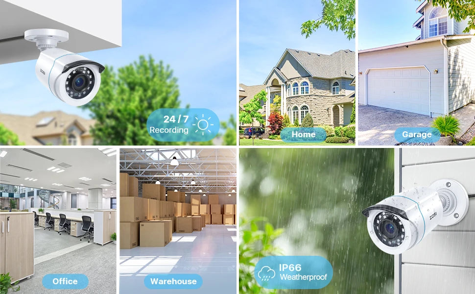 ZOSI HD 1080P 2MP H.265 4-in-1 CCTV Video Home Security IR Night Vision Weatherproof Bullet Camera for Surveillance System