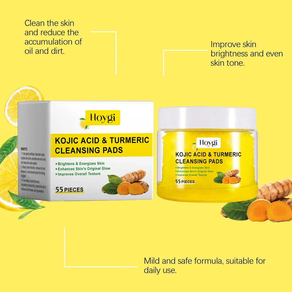 Turmeric Kojic Acid Cleansing Pads Exfoliating Pads Shrink Pores Removing Dead Skin Smooth Brightening Skin Face Cleansing