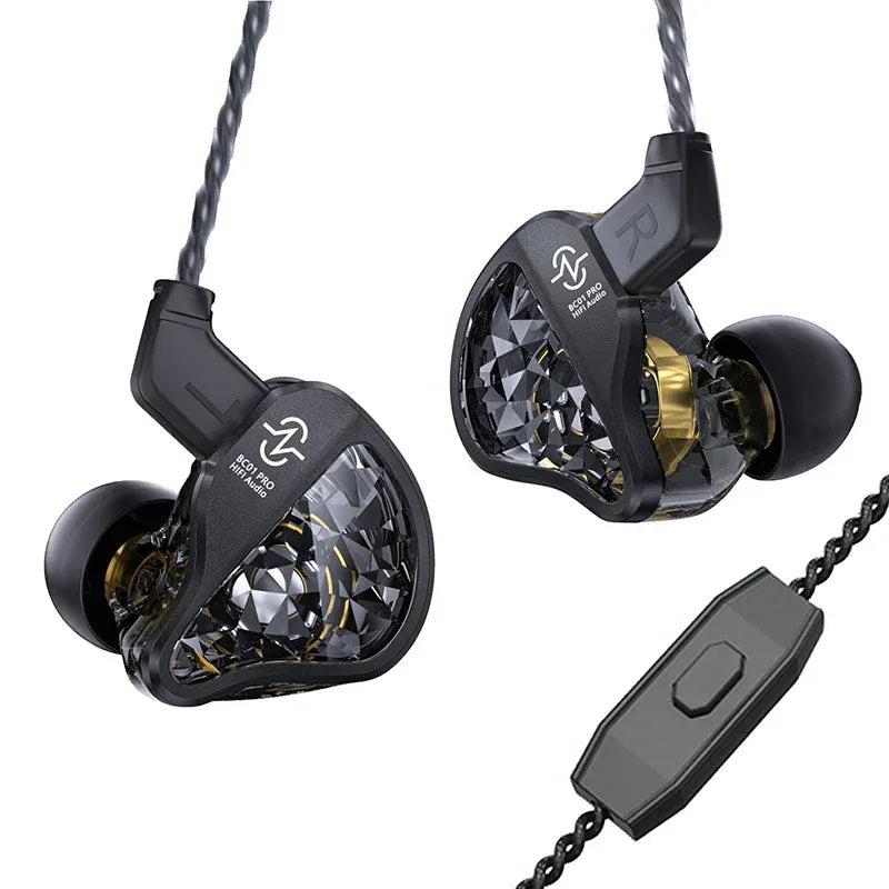 Hybrid Hi-Fi In-Ear Monitors DD&BA Wired Headphones by Tidesmit Black with mic Tidesmit