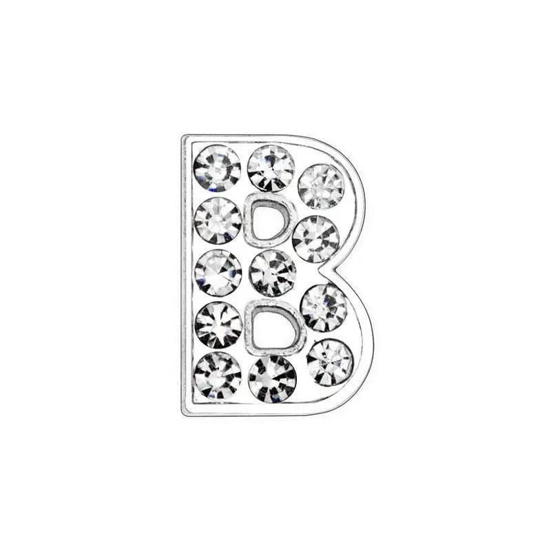 DIY rhinestone letter B slide charm for 8mm pet collars. Sparkly alphabet initial for personalized dog collars.