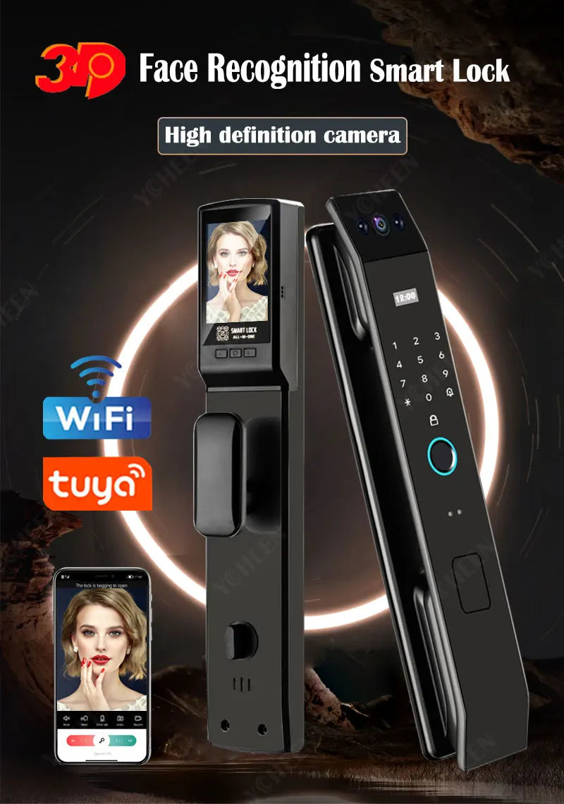 3D Face Recognition Door Lock Tuya App Can Video Intercom Unlock Digital Smart Lock Fingerprint Key Card Nfc Phone Lock