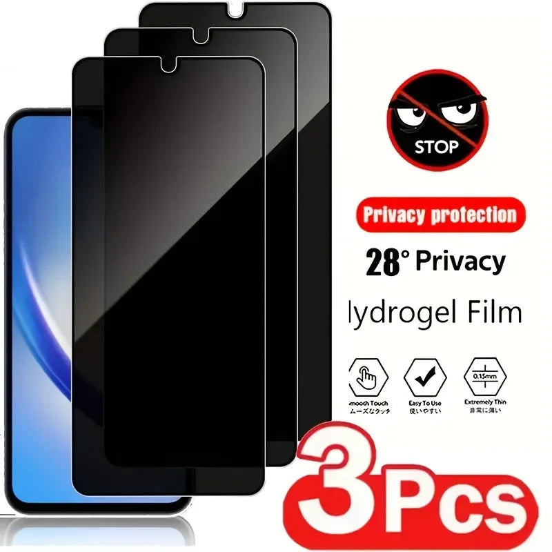 Privacy Tempered Glass Screen Protector for Samsung Galaxy - 3-Pack Tidesmit
