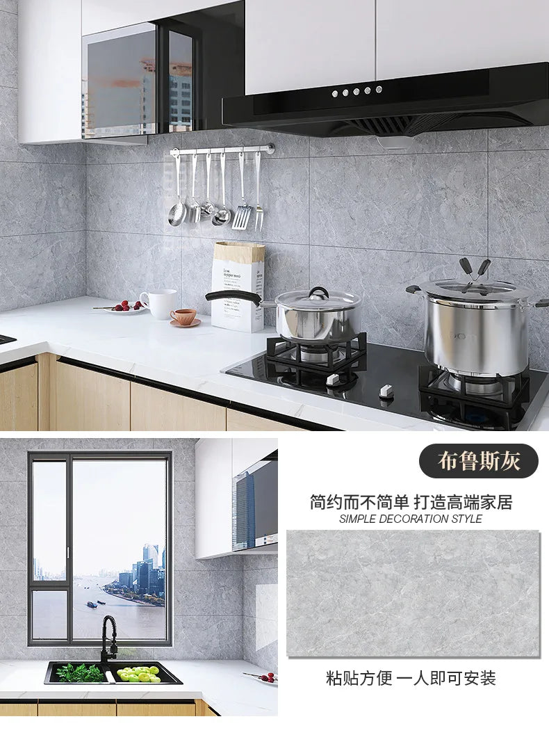 Self adhesive imitation ceramic tile imitation marble sanitary kitchen wall decoration waterproof and moisture-proof stickers