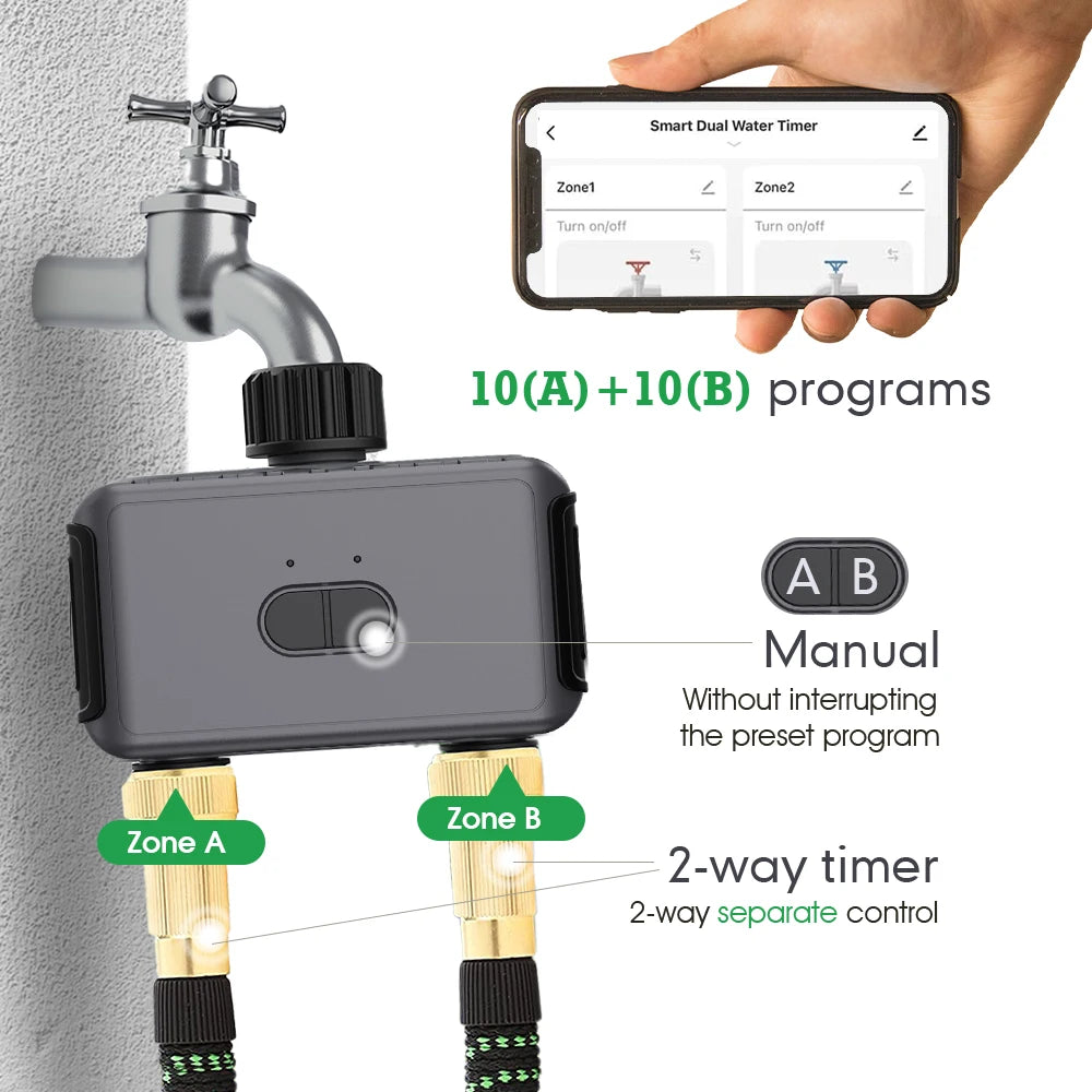 Smart Bluetooth Gardening Irrigation Timer Mist Cooling Kit APP Customized Watering Program Quick Connection Accessories