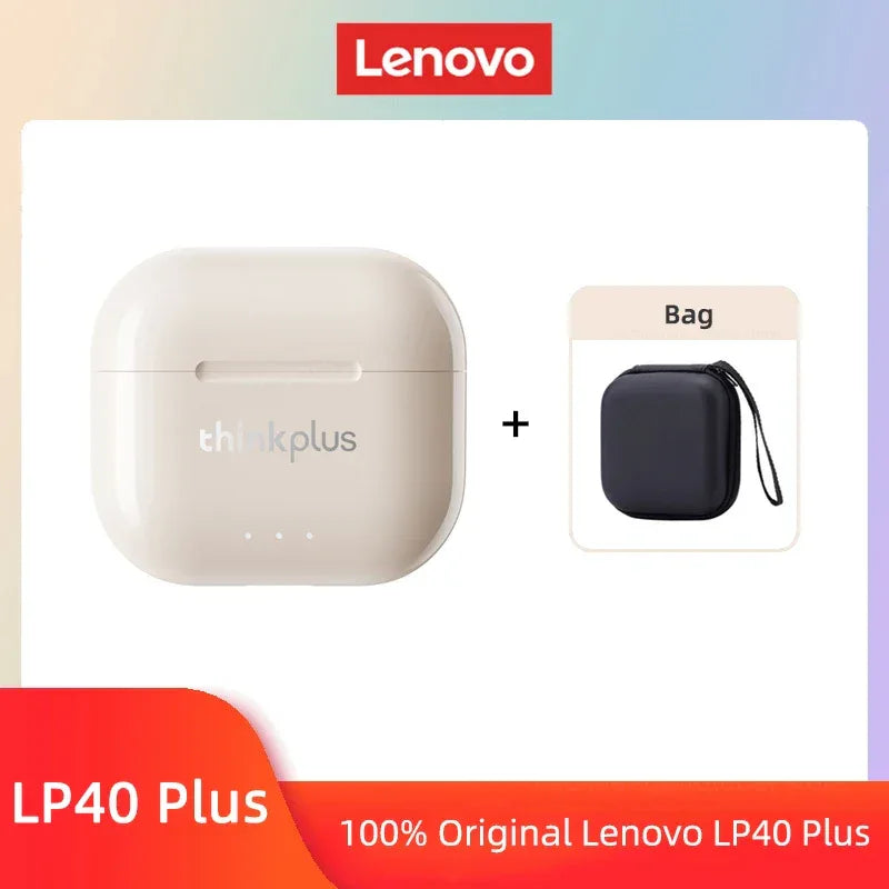 Lenovo LP40 II TWS Wireless Bluetooth Earphones by Tidesmit Beige Bag Tidesmit