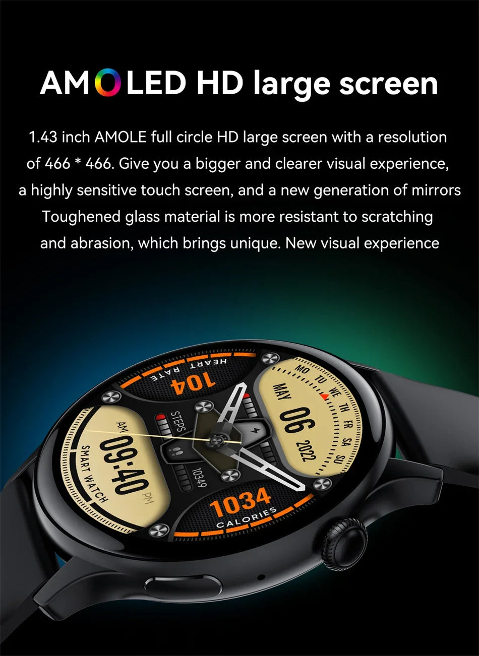 2025 AMOLED Smart Watch Ladies Screen Always Show Time 466*466 HD Health Tracker Voice Calling Smartwatch Women