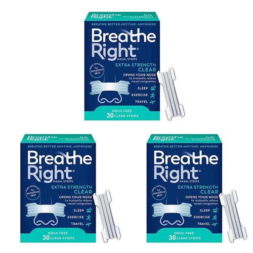 Anti-snoring nasal strips for sleep, used with weighted sleep masks to improve breathing and air inhalation. 3-pack set.